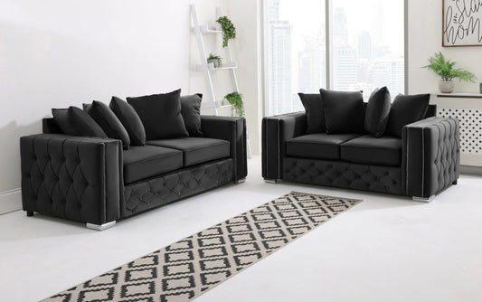 Alaska 3+2 Scatterback Sofa in Black