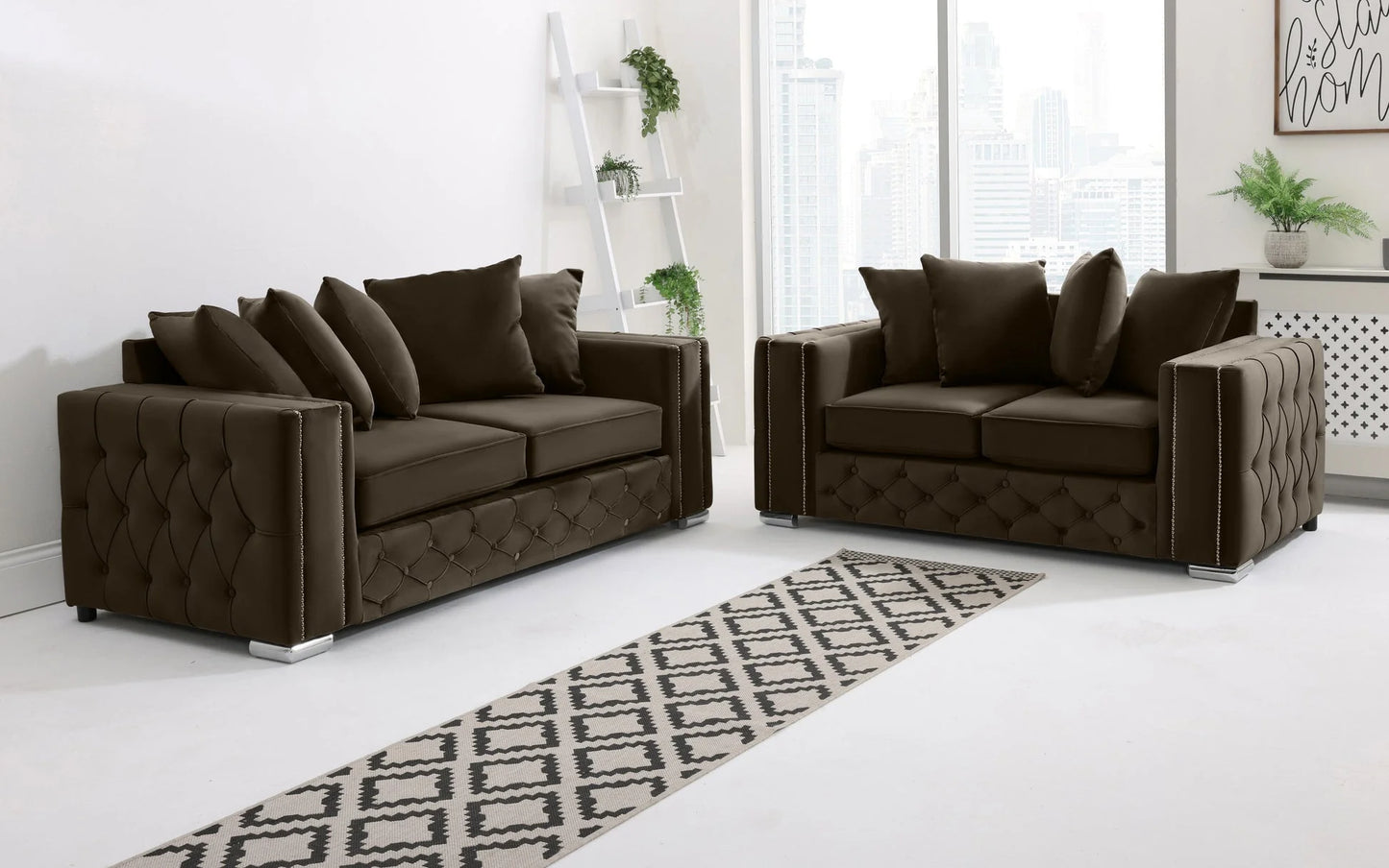 Alaska 3+2 Scatterback Sofa in Brown