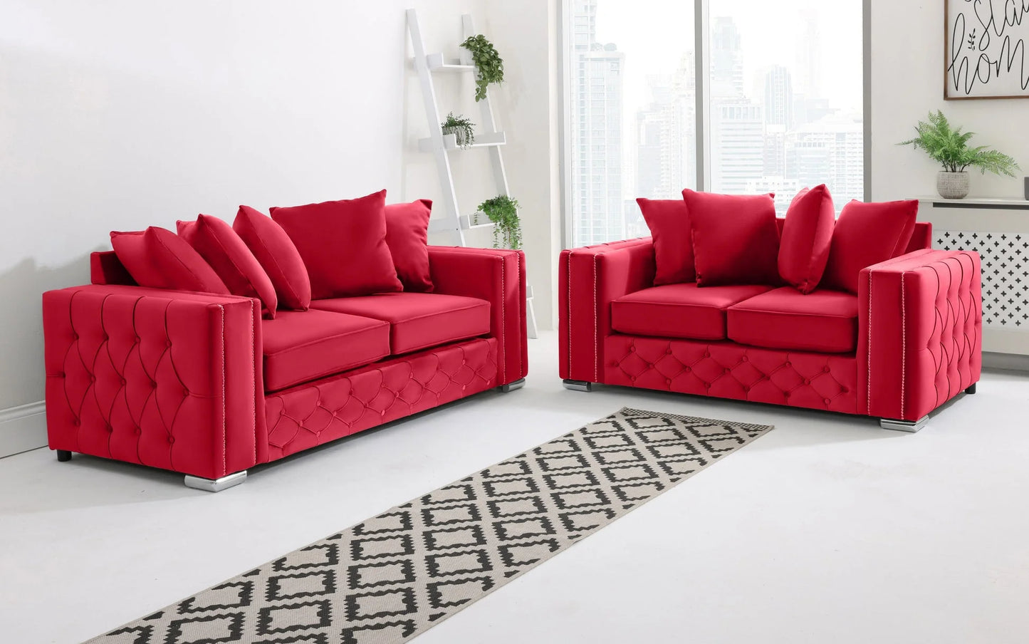 Alaska 3+2 Scatterback Sofa in Red