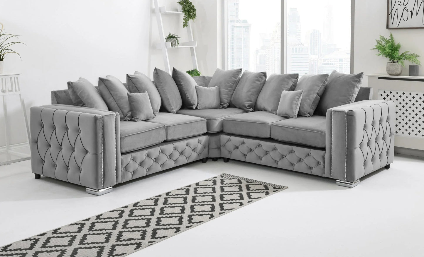 Alaska Corner Scatterback Sofa in Grey