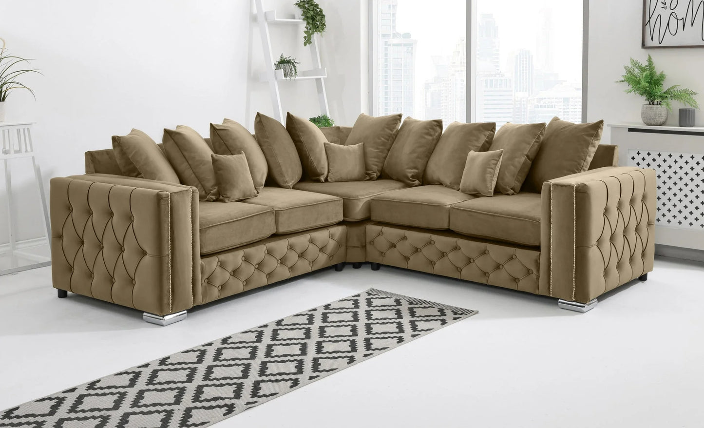 Alaska Corner Scatterback Sofa in Mink