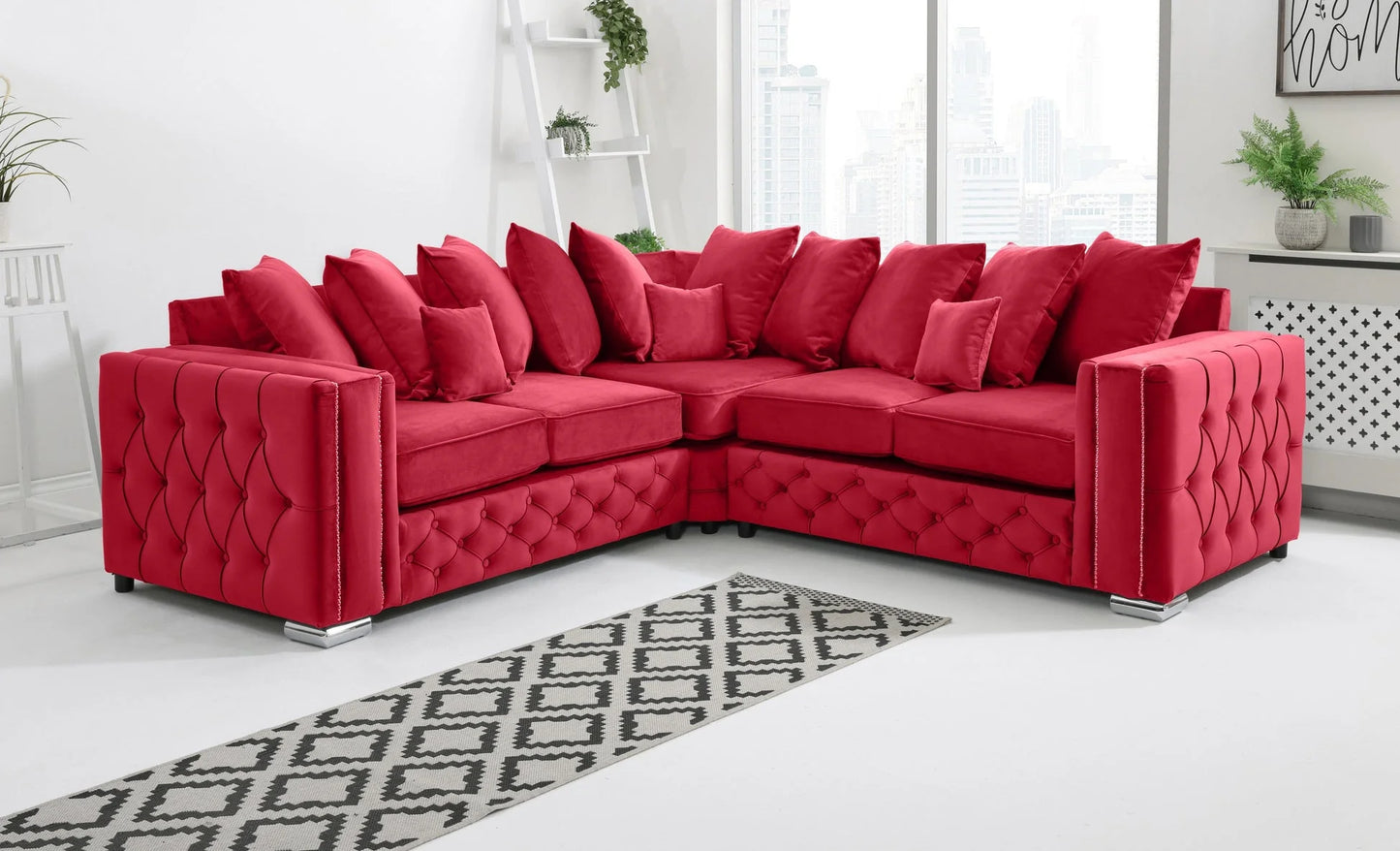 Alaska Corner Scatterback Sofa in Red