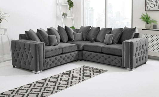 Alaska Corner Scatterback Sofa in Steel