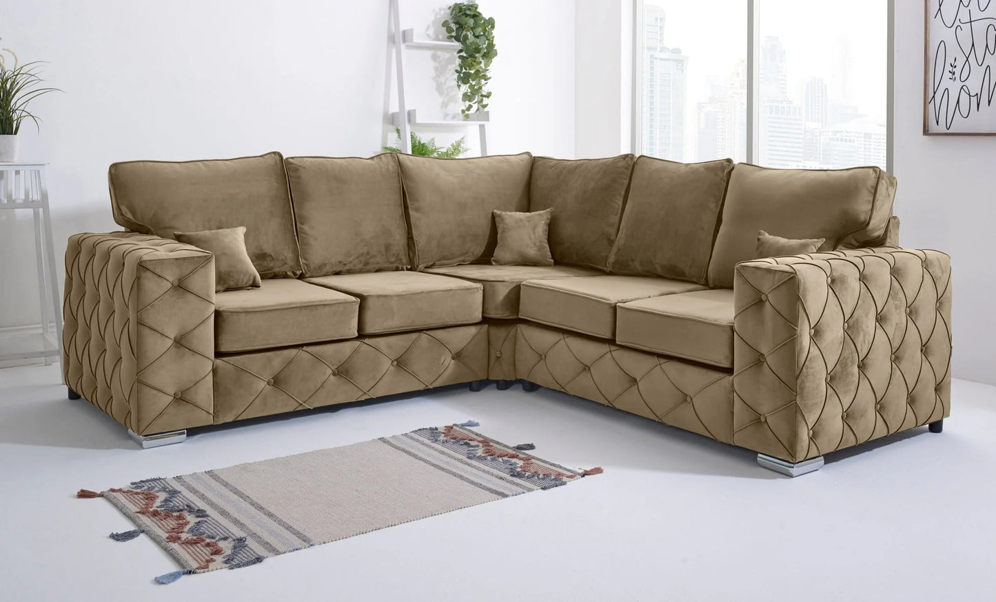 Ashton Fullback Corner Sofa in Beige – Timeless Elegance & Ultimate Comfort