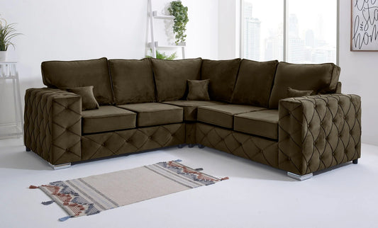 Ashton Fullback Corner Sofa in Brown – Timeless Elegance & Supreme Comfort