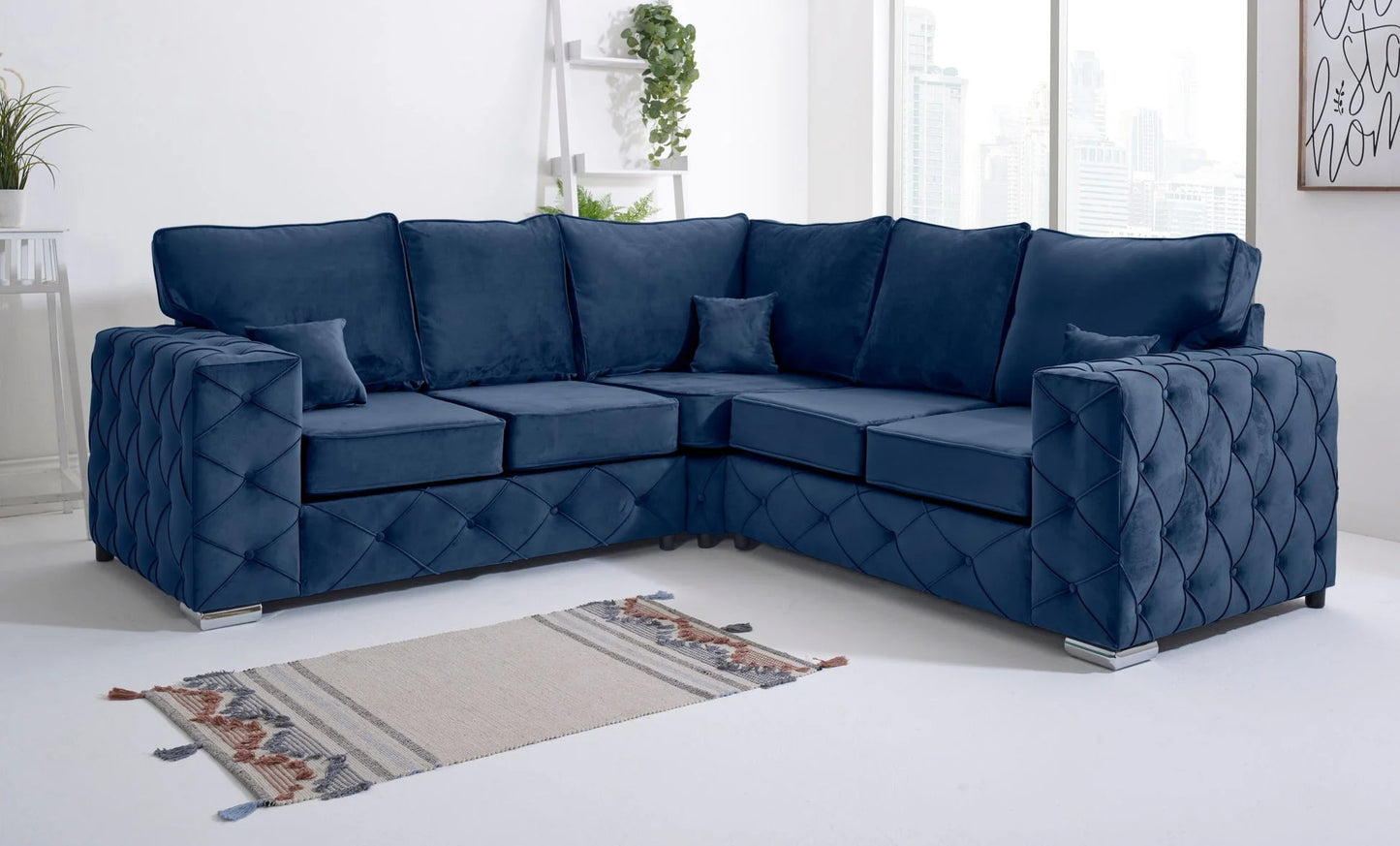 Ashton Fullback Corner Sofa in Navy Blue – Luxurious Comfort & Modern Elegance