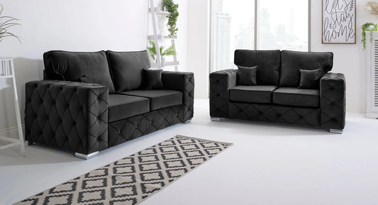 Ashton Fullback & Scatter Back 3+2 Sofa in Black – Sleek, Stylish & Comfortable