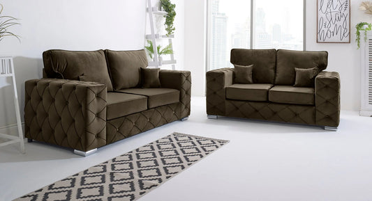 Ashton Fullback & Scatter Back 3+2 Sofa in Brown – Timeless Comfort & Elegance