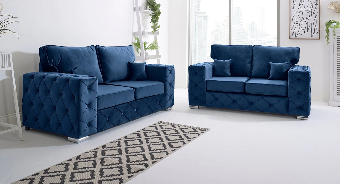 Ashton Fullback & Scatter Back 3+2 Sofa in Navy Blue – Timeless Elegance & Supreme Comfort