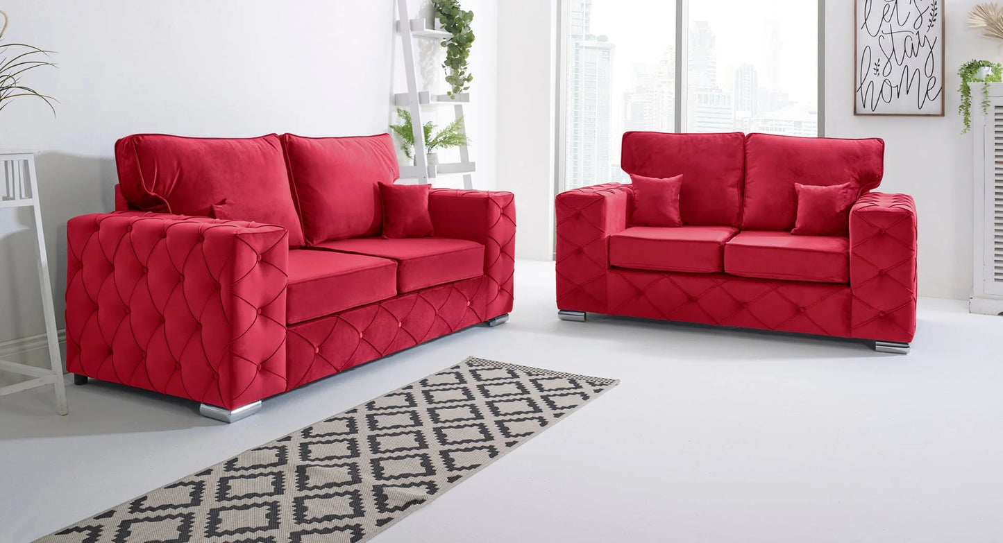 Ashton Fullback & Scatter Back 3+2 Sofa in Red – Bold Elegance & Ultimate Comfort