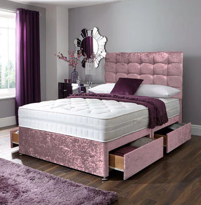 Divan Bed In Crushed Velvet