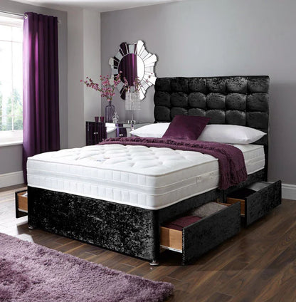 Divan Bed In Crushed Velvet