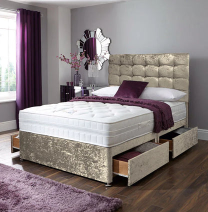 Divan Bed In Crushed Velvet