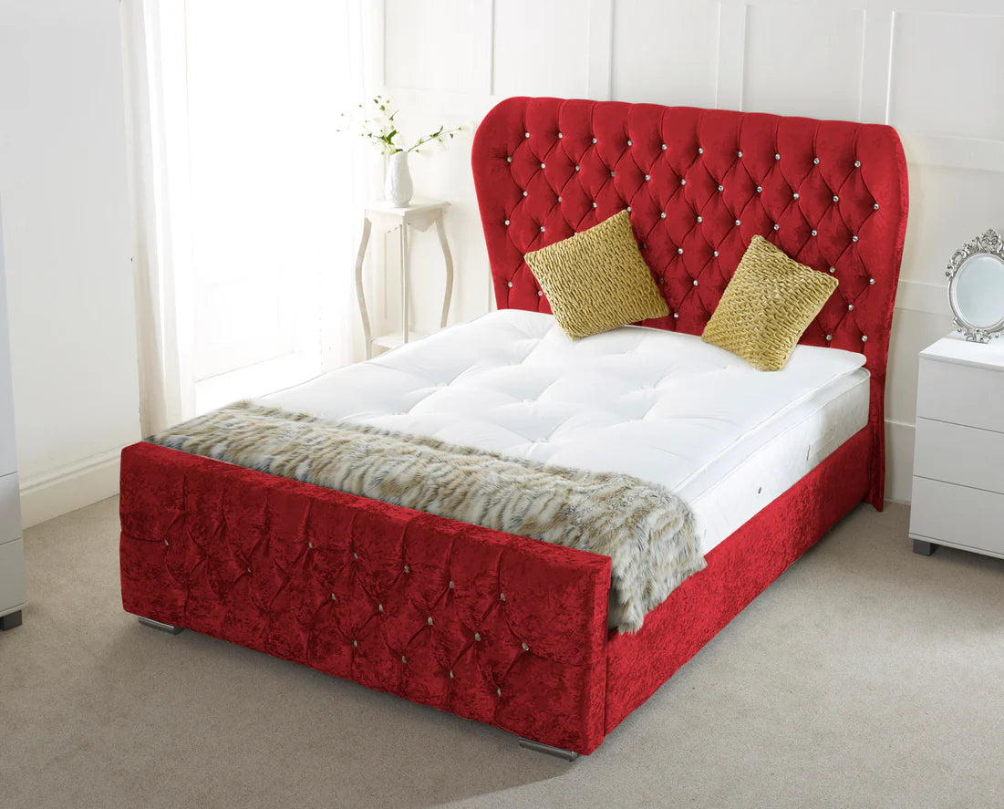 Oxford Bed In Crushed Velvet