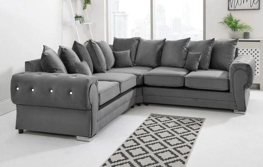 Verona Corner Scatterback Sofa in Steel