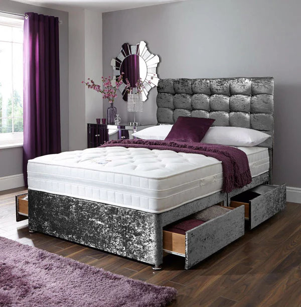 Divan Bed In Crushed Velvet