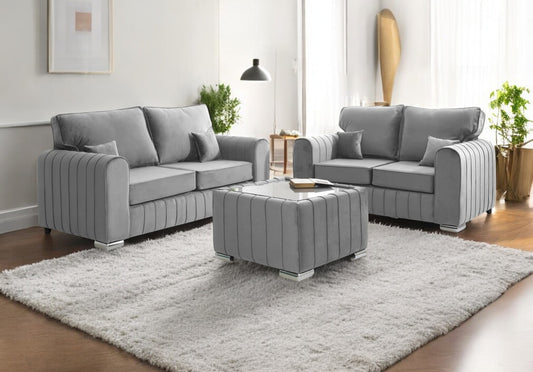 Lilly 3+2 Fullback Sofa in Silver – Modern Elegance with Luxurious Comfort