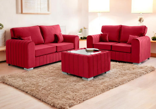 Lilly 3+2 Fullback Sofa in Red – Bold Style with Superior Comfort