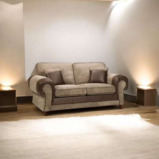 Tango 2 Seater Brown & Mocha Cord Sofas Set