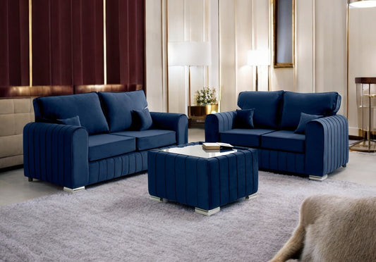 Lilly 3+2 Fullback Sofa in Navy Blue – Sophisticated Comfort for Modern Living