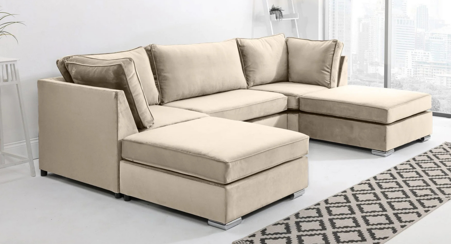 U-Shaped Fullback Sofa in Cream – Elegant, Spacious & Ultra-Comfortable