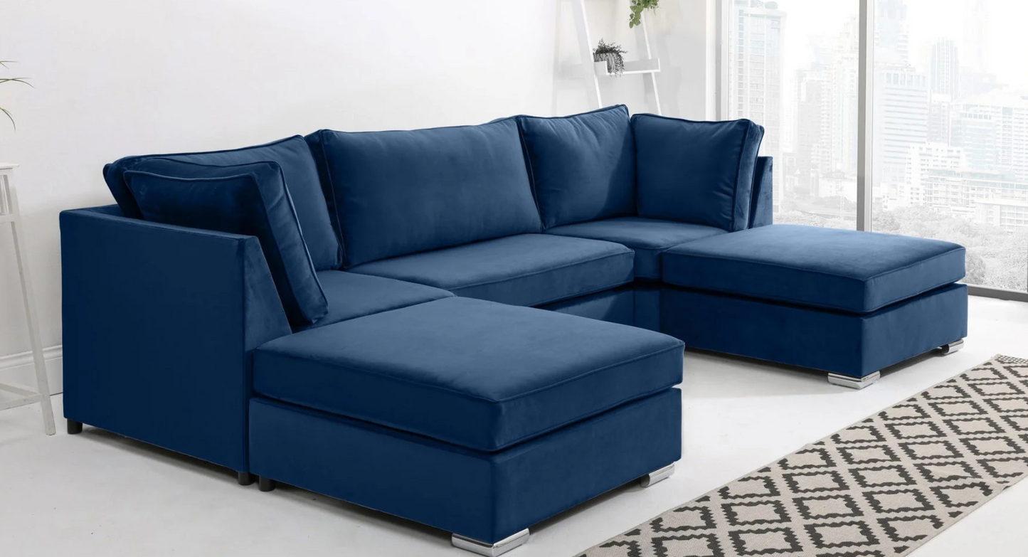 U-Shaped Fullback Sofa in Navy – Elegant, Spacious & Ultra-Comfortable