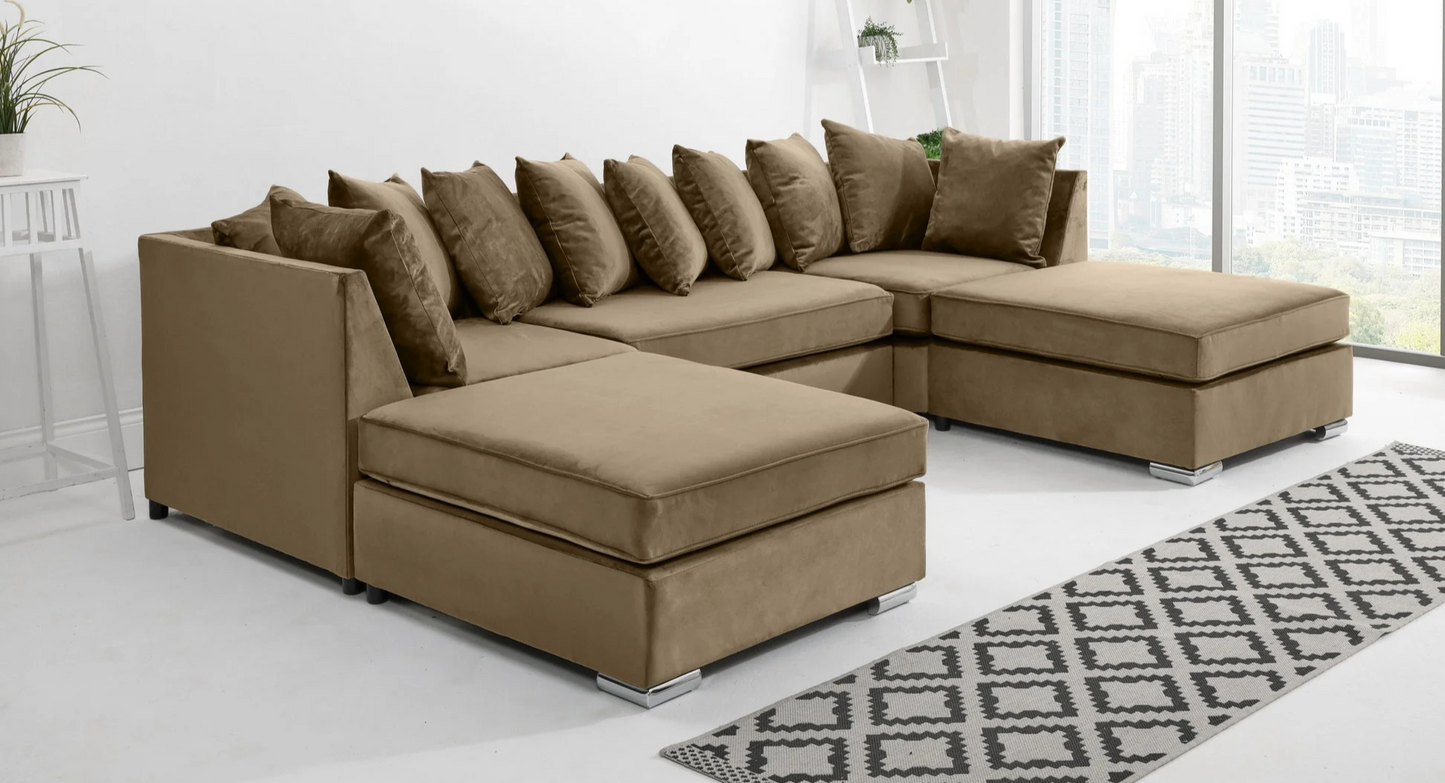 U-Shaped Scatter Back Sofa in Beige – Spacious, Elegant & Ultra-Comfortable