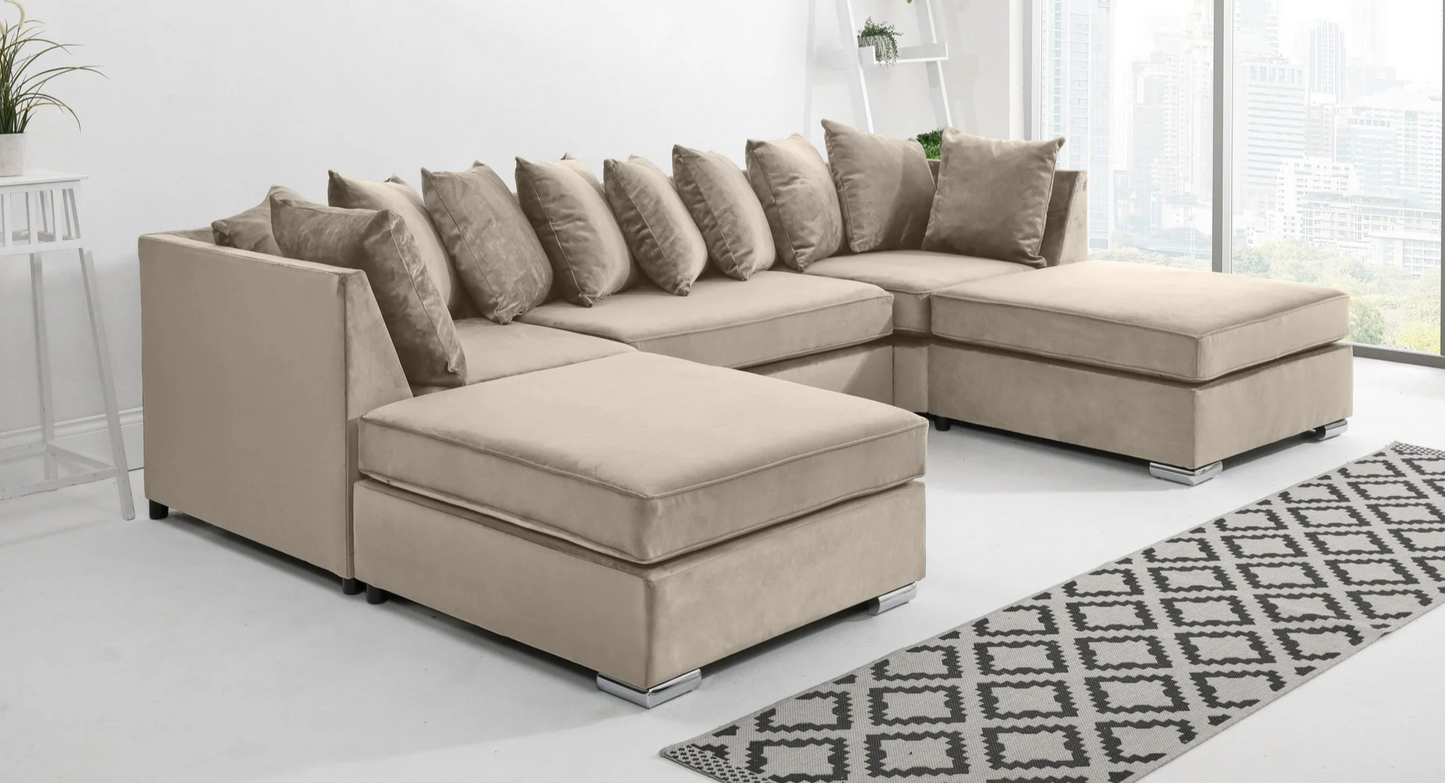 U-Shaped Scatter Back Sofa in Cream – Elegant, Spacious & Ultra-Comfortable