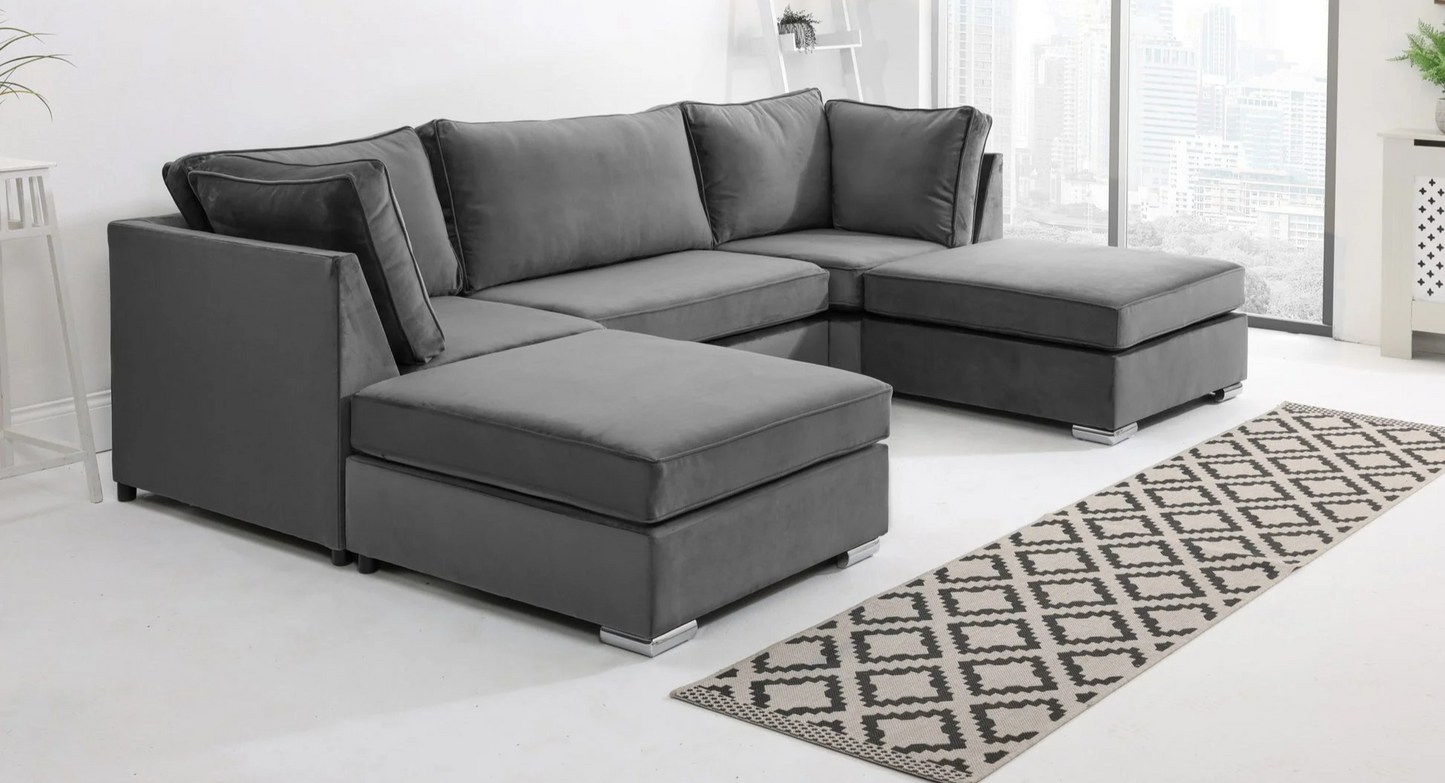 U-Shaped Fullback Sofa in Dark Gray – Modern, Spacious & Ultra-Comfortable