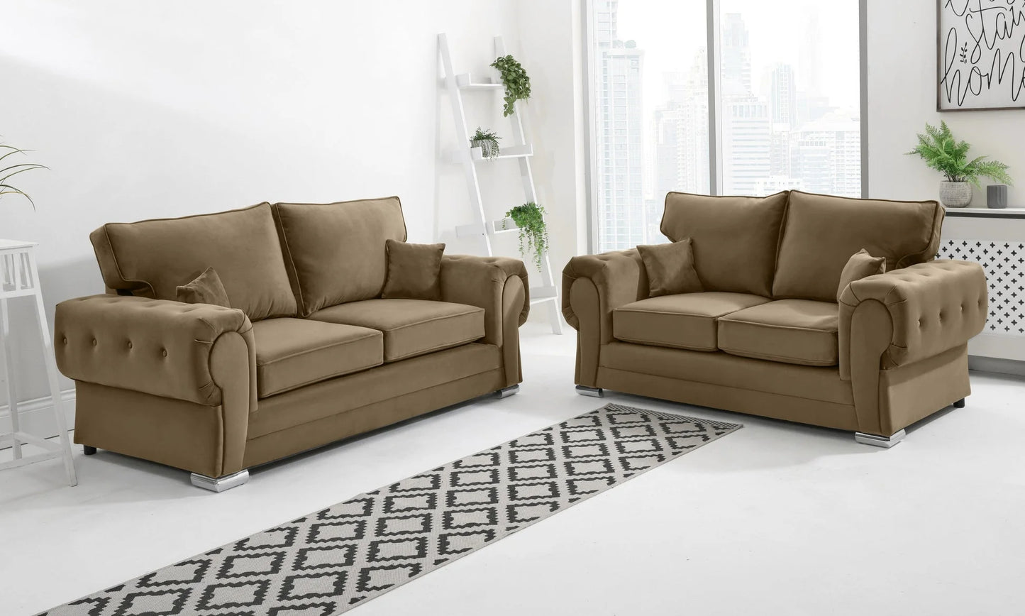 Verona 3+2 Full Back Sofa in Brown