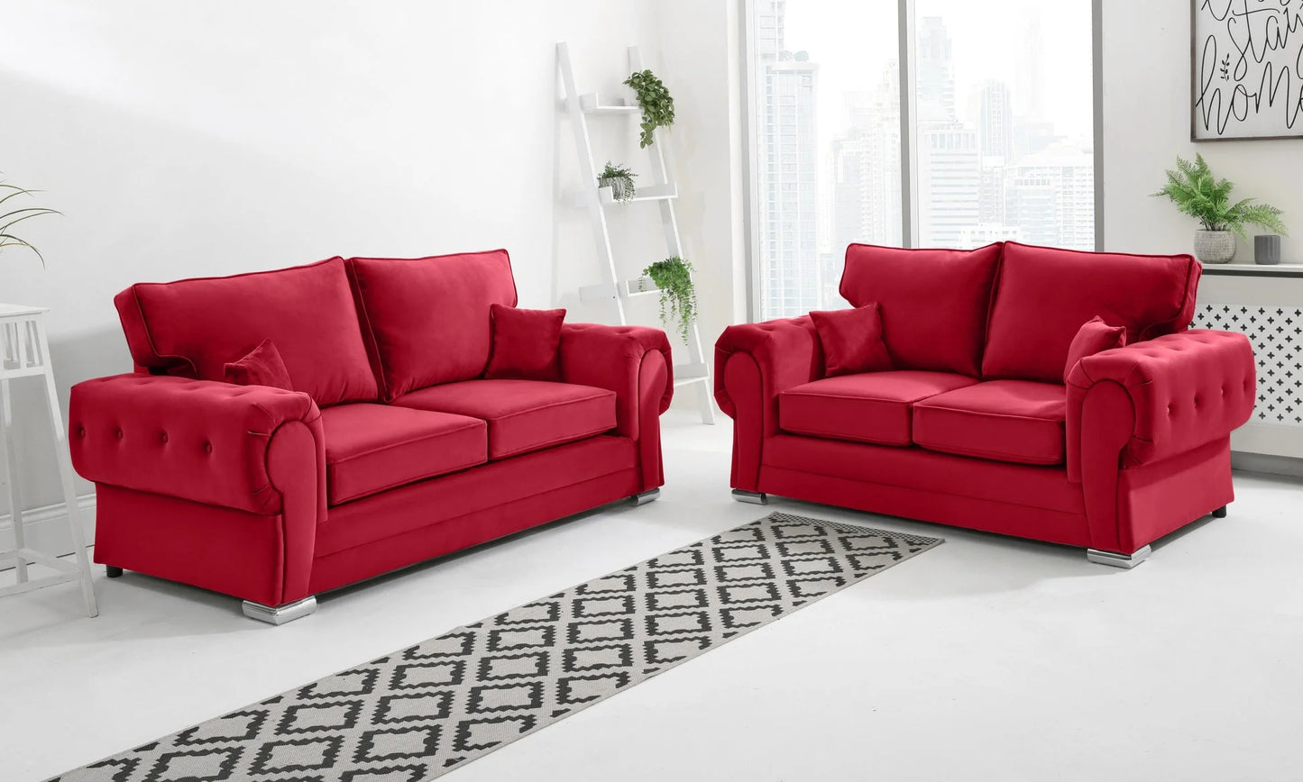 Verona 3+2 Full Back Sofa in Red