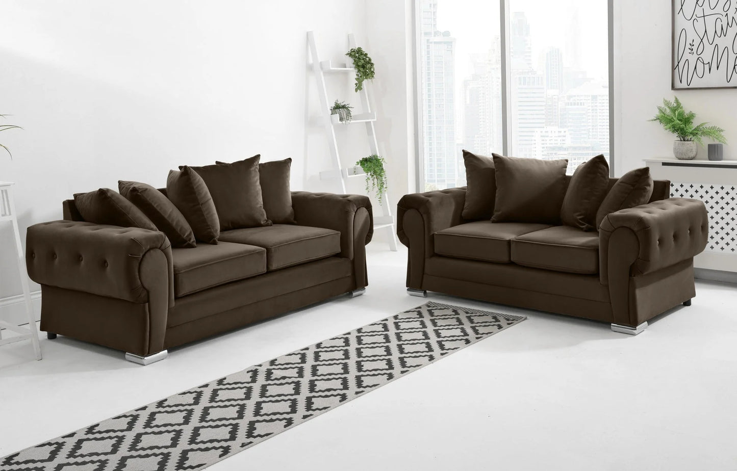 Verona 3+2 Scatterback Sofa in Brown