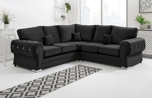 Verona Corner Fullback Sofa in Black