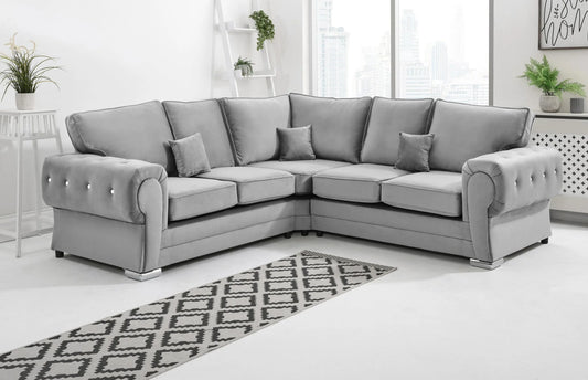 Verona Corner Fullback Sofa in Silver