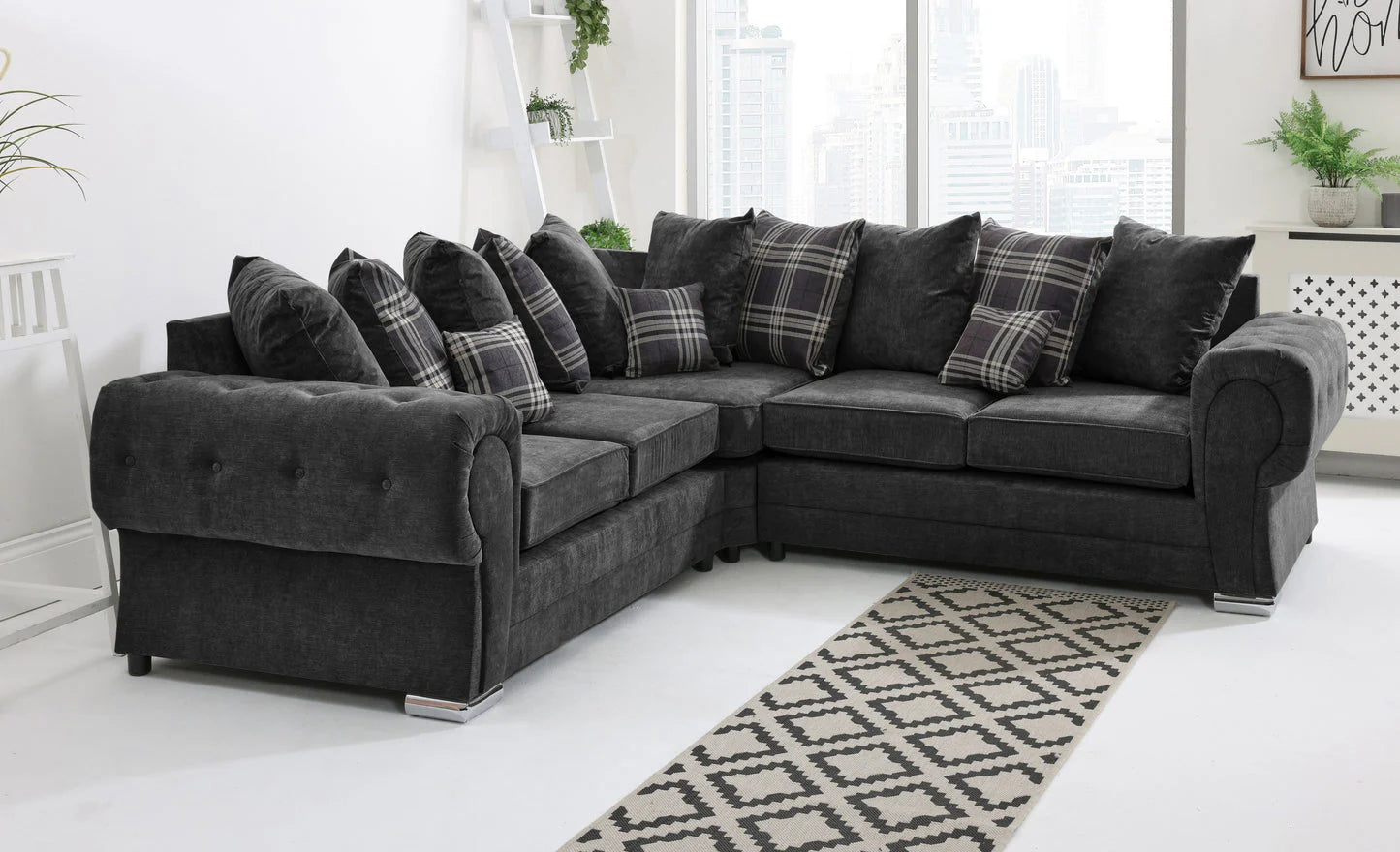 Verona Corner Scatterback Sofa in Black