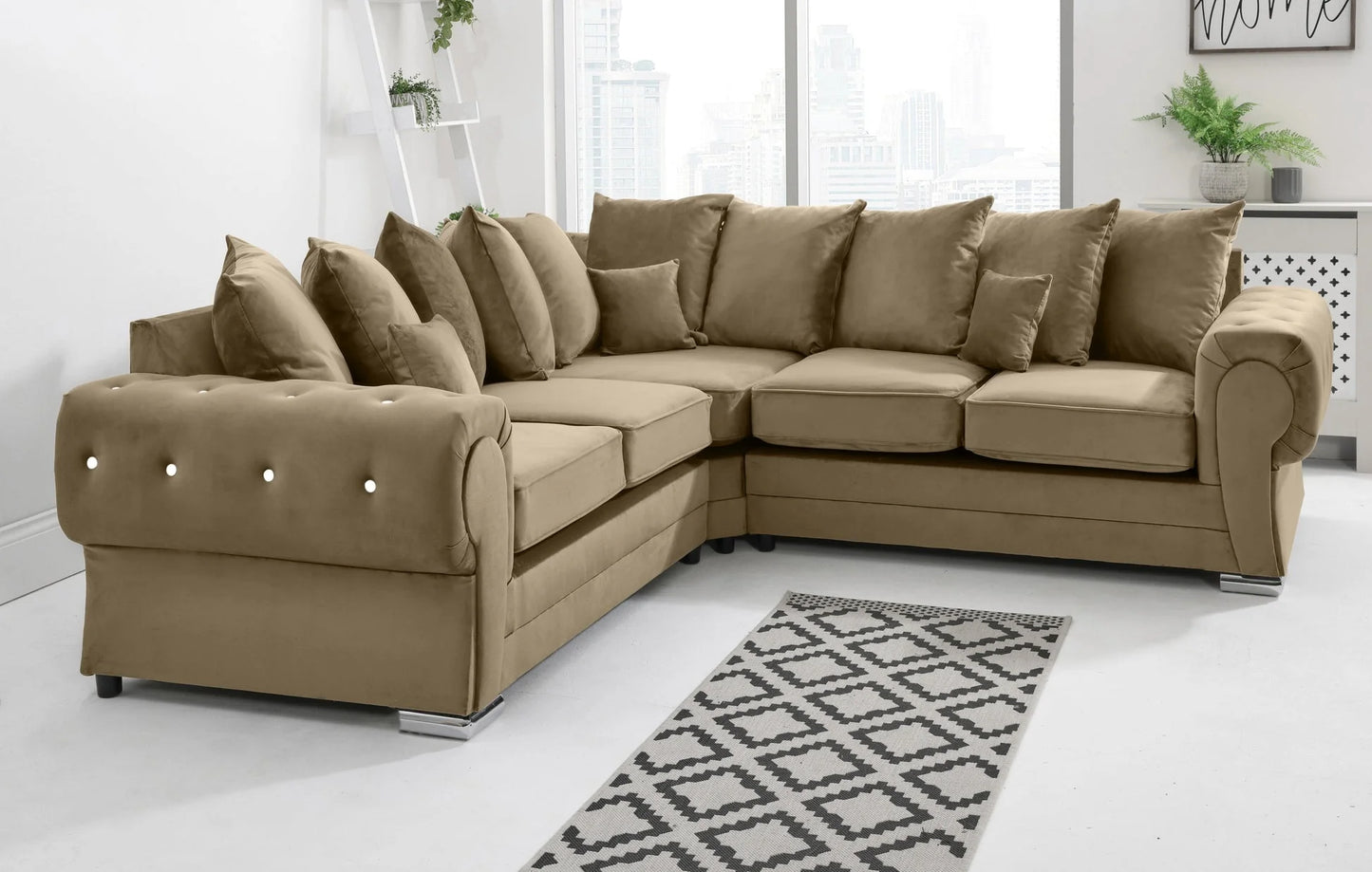 Verona Corner Scatterback Sofa in Mink