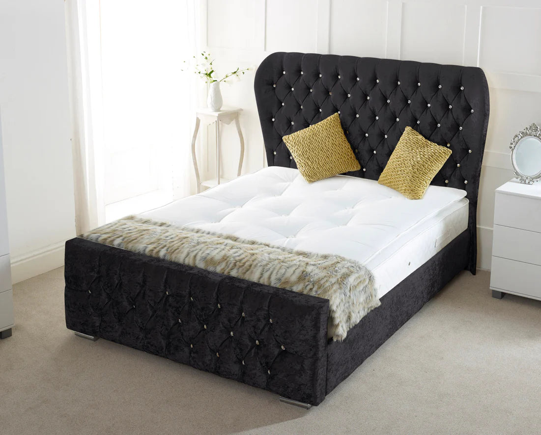 Oxford Bed In Crushed Velvet