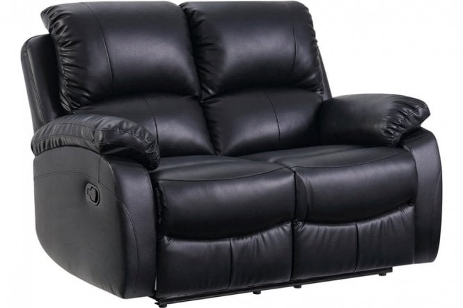 Roma Black Leather Recliner 2 Seater Sofa