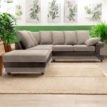 Dino Corner Sofa – Stylish Comfort in Cord Fabric & Faux Leather